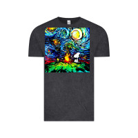 Vintage Black starry night print van gogh parody Vintage Tee - artisFamous