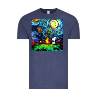 Vintage Denim starry night print van gogh parody Vintage Tee - artisFamous