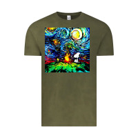 Vintage Olive starry night print van gogh parody Vintage Tee - artisFamous