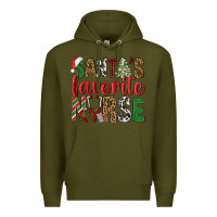 Army Green Santa's Favorite Nurse Premium Hoodie - BundleAndBundleShop