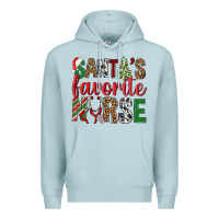 Blue Mist Santa's Favorite Nurse Premium Hoodie - BundleAndBundleShop
