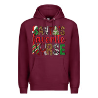 Burgundy Santa's Favorite Nurse Premium Hoodie - BundleAndBundleShop