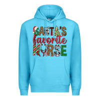 Ocean Blue Santa's Favorite Nurse Premium Hoodie - BundleAndBundleShop