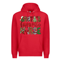 Red Santa's Favorite Nurse Premium Hoodie - BundleAndBundleShop