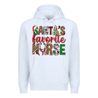White Santa's Favorite Nurse Premium Hoodie - BundleAndBundleShop