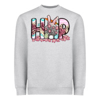Heather Grey Easter Day Hop bunny Heavyweight Sweatshirt - OliviaCreatesArt