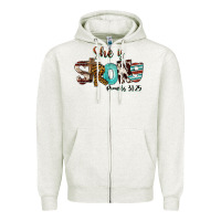 Oatmeal Heather She Is Strong Proverbs 31 25 Zipper Hoodie - FaDigitalArtStudio