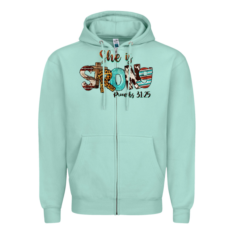She Is Strong Proverbs 31 25 Zipper Hoodie by FaDigitalArtStudio | Teevron