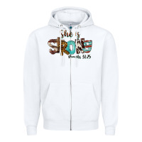 White She Is Strong Proverbs 31 25 Zipper Hoodie - FaDigitalArtStudio