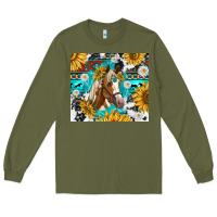 Army Green cowhide aztec horse Long Sleeve Tee - TumblerDesignByShophia