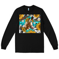 Black cowhide aztec horse Long Sleeve Tee - TumblerDesignByShophia