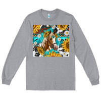 Heather Grey cowhide aztec horse Long Sleeve Tee - TumblerDesignByShophia