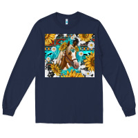 Navy cowhide aztec horse Long Sleeve Tee - TumblerDesignByShophia