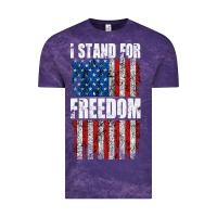 Cloud Purple I STAND FOR FREEDOM WITH A DISTRESSED AMERICAN FLAG Vintage Tee - artisFamous