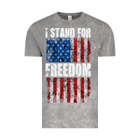 Cloud Rock I STAND FOR FREEDOM WITH A DISTRESSED AMERICAN FLAG Vintage Tee - artisFamous
