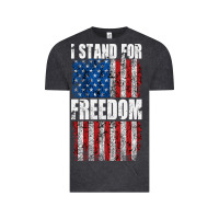 Vintage Black I STAND FOR FREEDOM WITH A DISTRESSED AMERICAN FLAG Vintage Tee - artisFamous