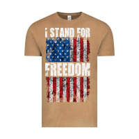 Vintage Camel I STAND FOR FREEDOM WITH A DISTRESSED AMERICAN FLAG Vintage Tee - artisFamous