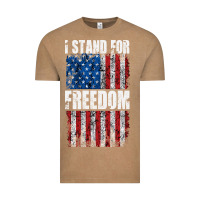Vintage Coffee I STAND FOR FREEDOM WITH A DISTRESSED AMERICAN FLAG Vintage Tee - artisFamous