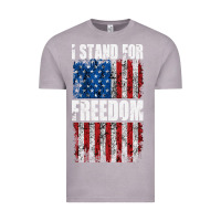 Vintage Zinc I STAND FOR FREEDOM WITH A DISTRESSED AMERICAN FLAG Vintage Tee - artisFamous
