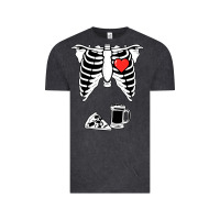 Dad Skeleton Halloween Beer Pizza Vintage Tee | Teevron