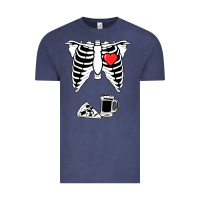 Vintage Denim dad skeleton halloween beer pizza Vintage Tee - artisFamous