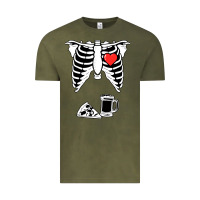 Vintage Olive dad skeleton halloween beer pizza Vintage Tee - artisFamous