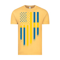 Vintage Mustard Sweden Swedish Roots American Flag | Canadian Roots Vintage Tee - artisFamous