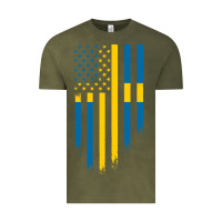 Vintage Olive Sweden Swedish Roots American Flag | Canadian Roots Vintage Tee - artisFamous