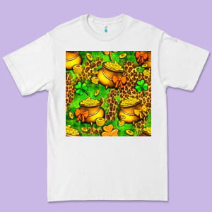 St. Patrick's Pot Of Gold Seamless Pattern Premium Tee Designed By Bundleandbundleshop