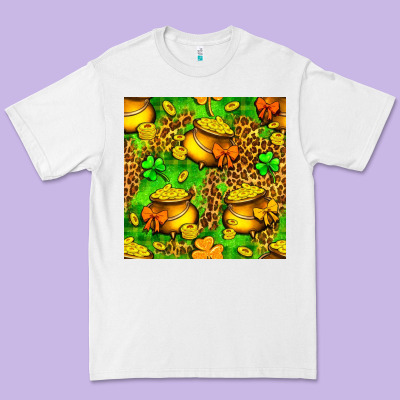 St. Patrick's Pot Of Gold Seamless Pattern Premium Tee Designed By Bundleandbundleshop