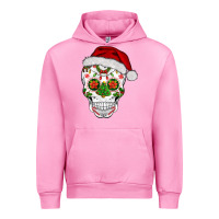 Fuchsia Pink sugar skull  christmas Urban Hoodie - BarkalooDesign