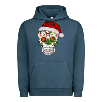 Pigment Midnight Navy sugar skull  christmas Urban Hoodie - BarkalooDesign