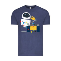 Vintage Denim wall e eve christmas light wrap graphic t shirt Vintage Tee - artisFamous