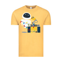 Vintage Mustard wall e eve christmas light wrap graphic t shirt Vintage Tee - artisFamous