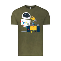 Vintage Olive wall e eve christmas light wrap graphic t shirt Vintage Tee - artisFamous