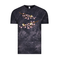 Cloud Black cherry blossom sakura with bird Vintage Tee - artisFamous