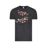 Vintage Black cherry blossom sakura with bird Vintage Tee - artisFamous
