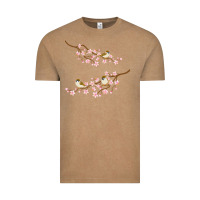 Vintage Coffee cherry blossom sakura with bird Vintage Tee - artisFamous