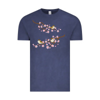 Vintage Denim cherry blossom sakura with bird Vintage Tee - artisFamous