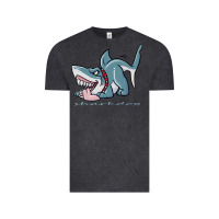 Vintage Black Sharkdog Sticker Vintage Tee - artisFamous