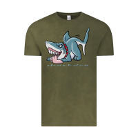 Vintage Olive Sharkdog Sticker Vintage Tee - artisFamous