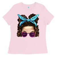 Bubblegum Pink Messy Bun Mom And Pink Leopard Sunglasses Ladies Tee - BundleAndBundleShop