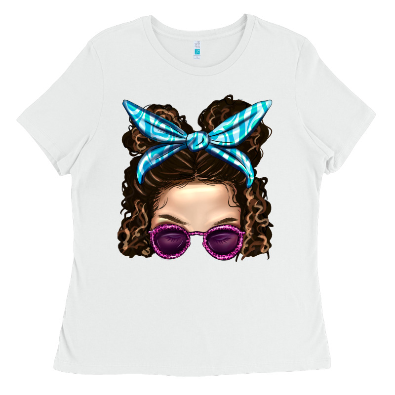 Messy Bun Mom And Pink Leopard Sunglasses Ladies Tee by BundleAndBundleShop | Teevron