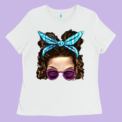 Messy Bun Mom And Pink Leopard Sunglasses Ladies Tee Designed By Bundleandbundleshop