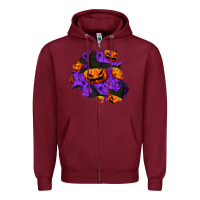 Burgundy halloween pumpkin patch  1 Zipper Hoodie - BundleAndBundleShop