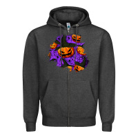 Charcoal Heather halloween pumpkin patch  1 Zipper Hoodie - BundleAndBundleShop