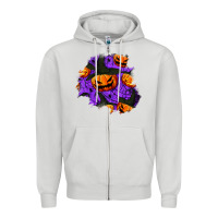 Dove Grey halloween pumpkin patch  1 Zipper Hoodie - BundleAndBundleShop