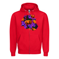 Red halloween pumpkin patch  1 Zipper Hoodie - BundleAndBundleShop