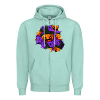 Seafoam halloween pumpkin patch  1 Zipper Hoodie - BundleAndBundleShop