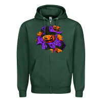 Sports Green halloween pumpkin patch  1 Zipper Hoodie - BundleAndBundleShop